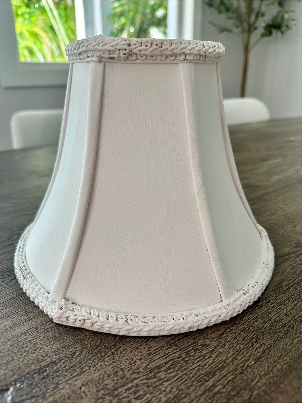 Vintage White Scalloped Bell Lamp Shade Decorative Braided Trim 7” H X 9” D